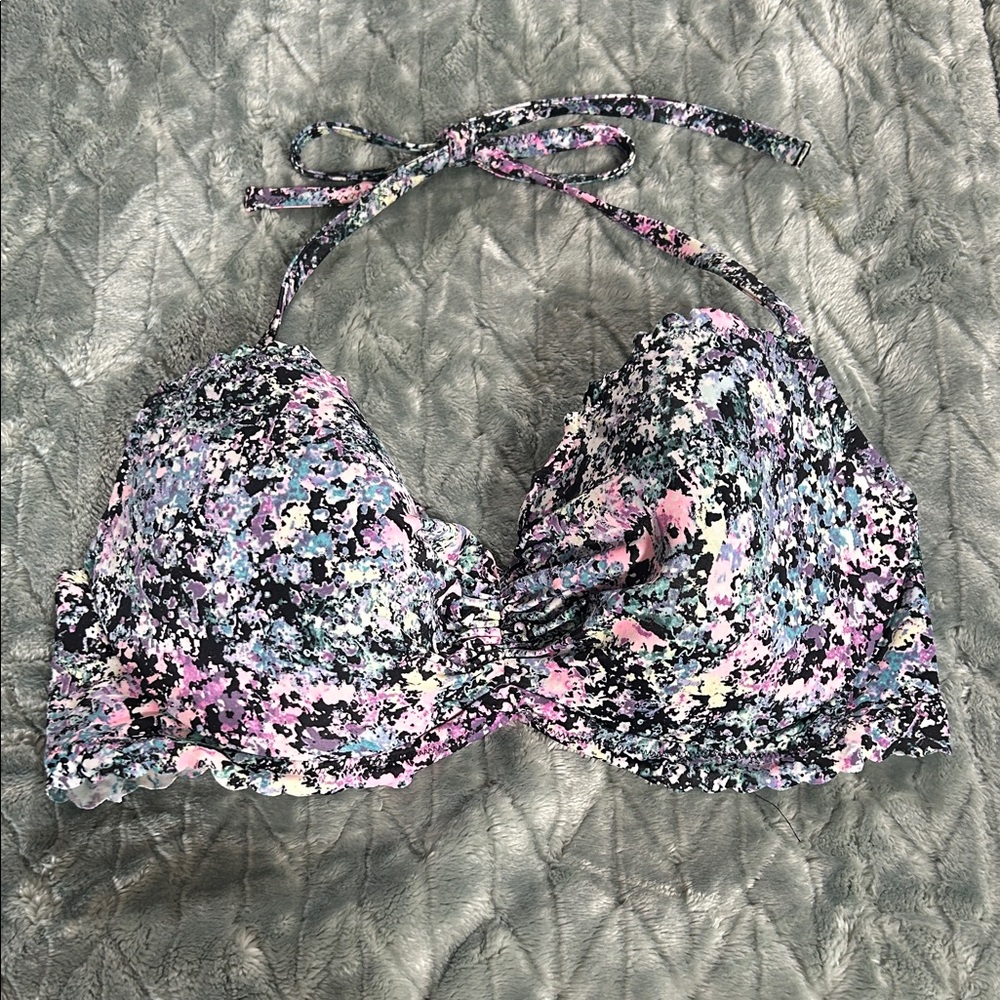 Victoria’s Secret Floral Print Women's Bikini Top in Black and Pastel